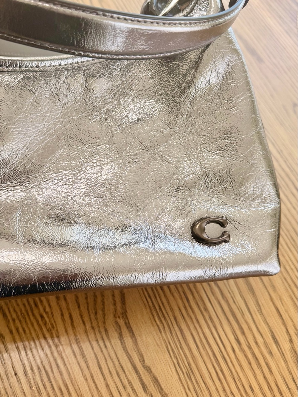 Coach Metallic Gray Patent Mini Shoulder/Crossbody Bag - Picture 3 of 5